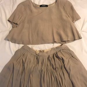 Lulus Crop Shirt and Skirt.